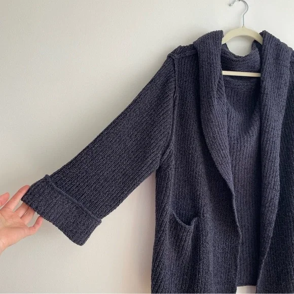 Free people Low tide cardigan navy blue knit sweater open slouchy extra small S - Picture 7 of 13